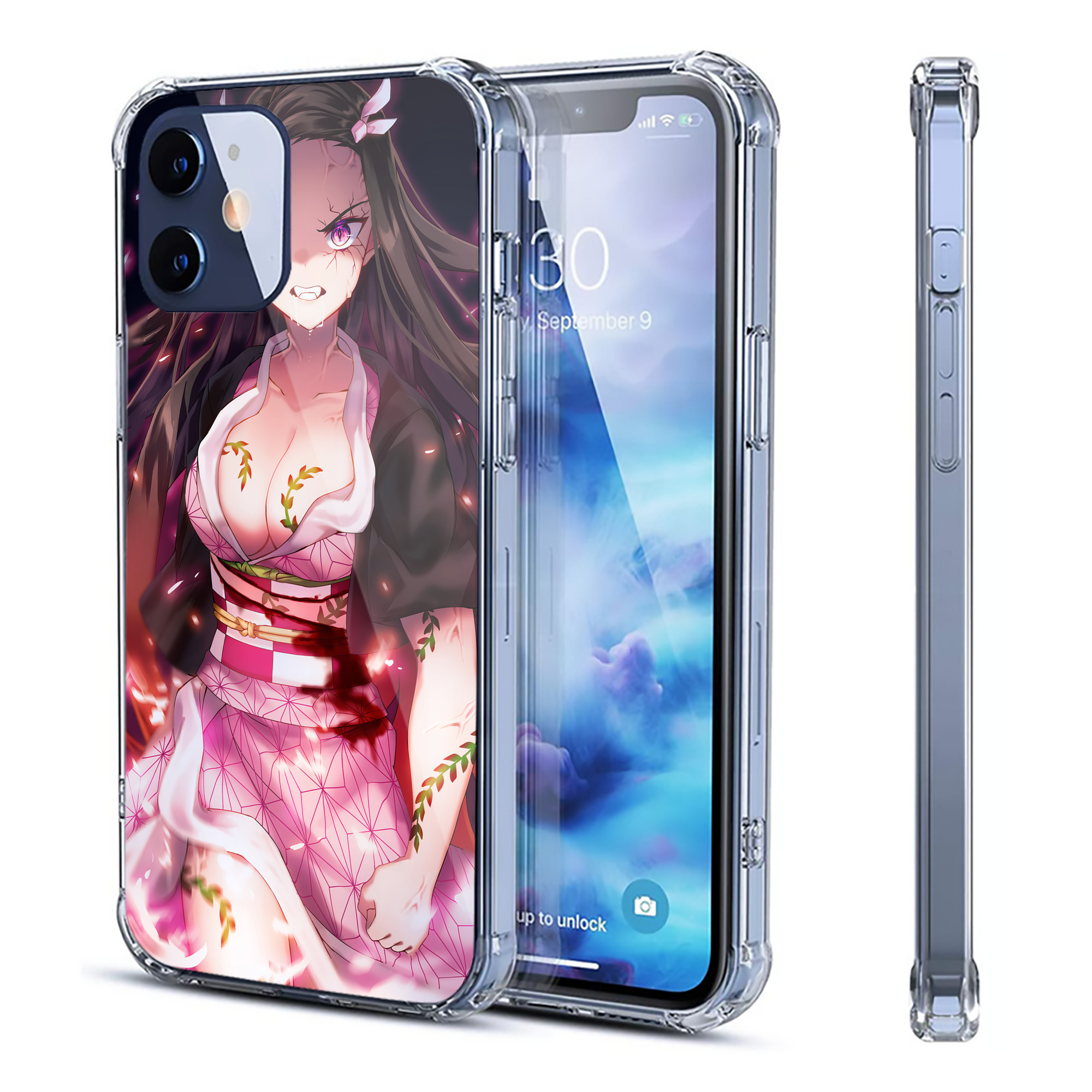 （画像用） 鬼滅の刃（きめつのやいば）竈門 禰󠄀豆子／かまど ねずこ Kamado Nezuko 【iPhone 12シリーズ対応】透明スマホケース（クリアソフトケース）